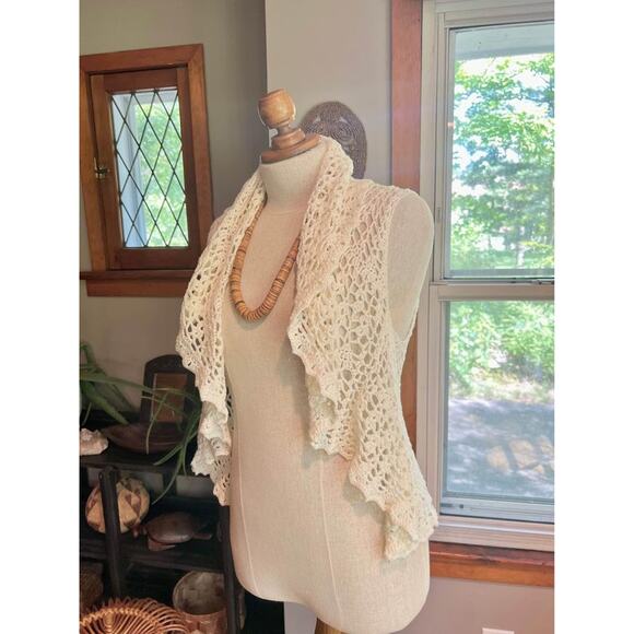 Vintage Handmade Hippie Crocheted Bohemian Vest - Picture 1 of 4